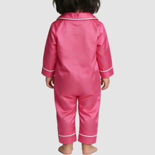 Button-down satin girls' thin onesie pajamas