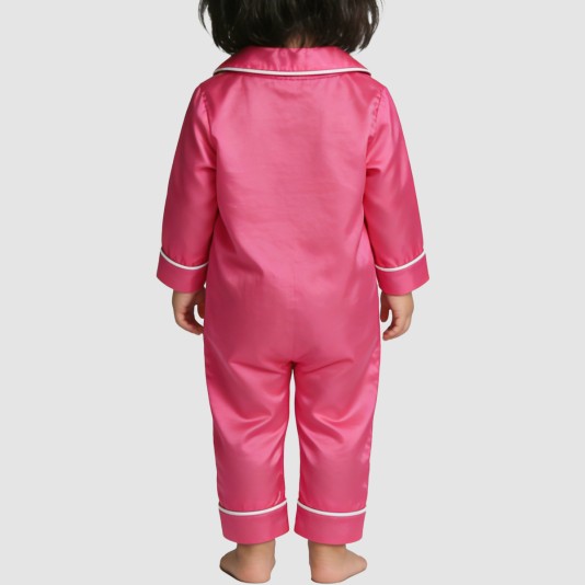 Button-down satin girls' thin onesie pajamas