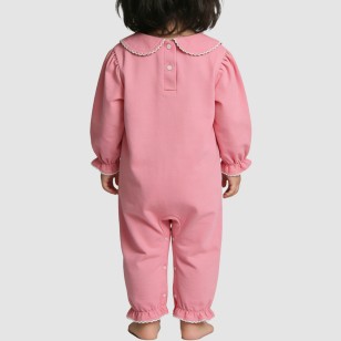 Pink skin-friendly thin girls' onesie pajamas