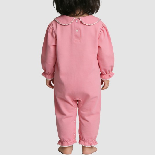 Pink skin-friendly thin girls' onesie pajamas