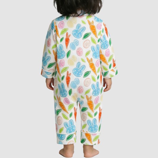 Colorful printed girls' thin onesie pajamas
