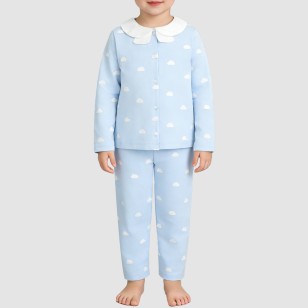 Blue soft cotton girls' pajama set