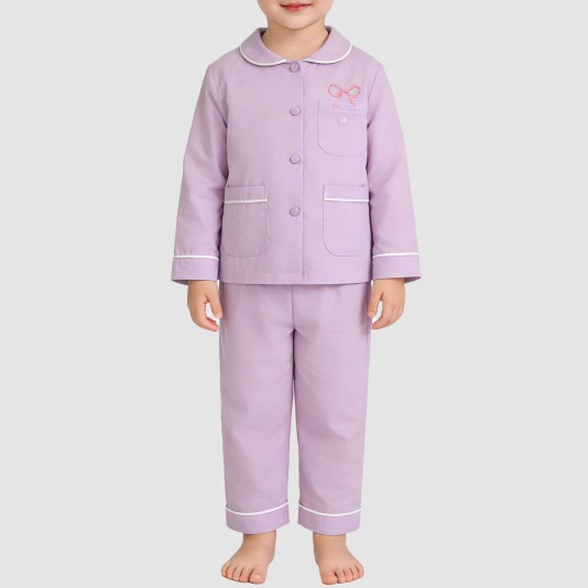 Striped comfortable cotton girls' pajama set