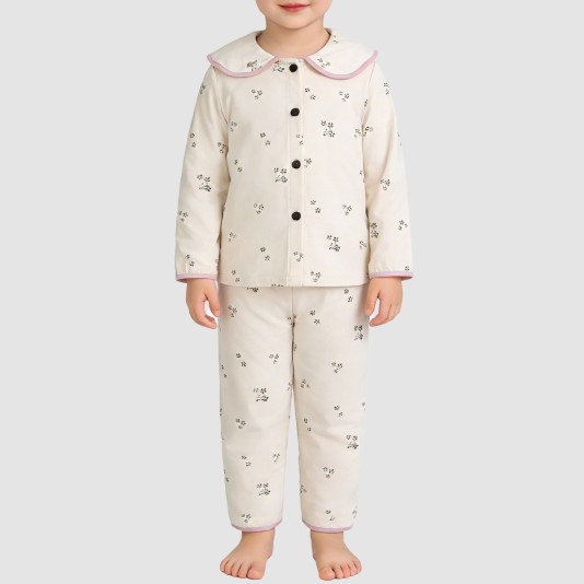 Soft and comfortable floral print girls' pajama set