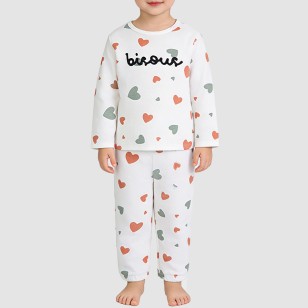 Cartoon heart-shaped velvet girls' pajama set
