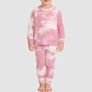 Tie-dye waffle knit girls' pajama set