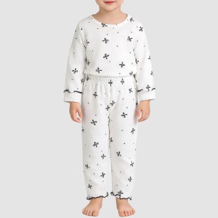 Bowknot print breathable girls' pajama set