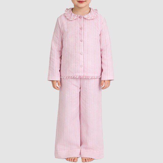 Simple striped loose-fitting girls' pajama set