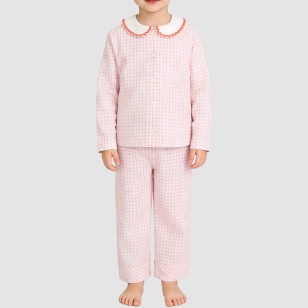 Checkered loose-fitting girls' pajama set