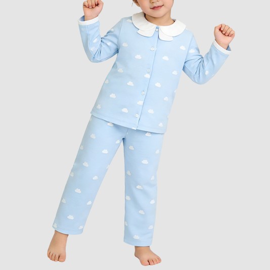 Blue soft cotton girls' pajama set