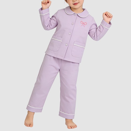 Striped comfortable cotton girls' pajama set