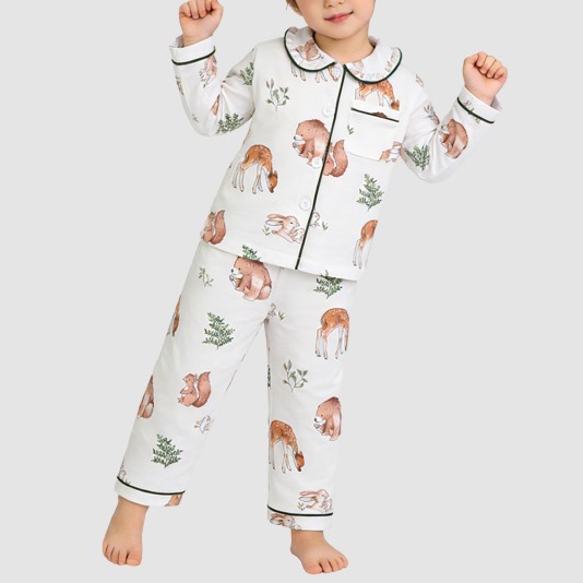 Animal print comfortable girls' pajama set