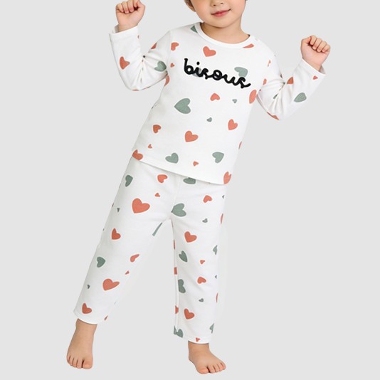 Cartoon heart-shaped velvet girls' pajama set