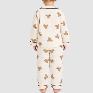 Bear print cotton girls' pajama set