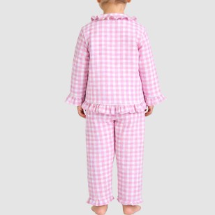 Pink checkered comfortable girls' pajama set