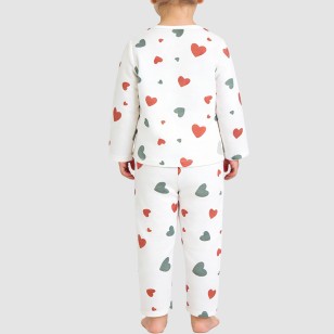 Cartoon heart-shaped velvet girls' pajama set