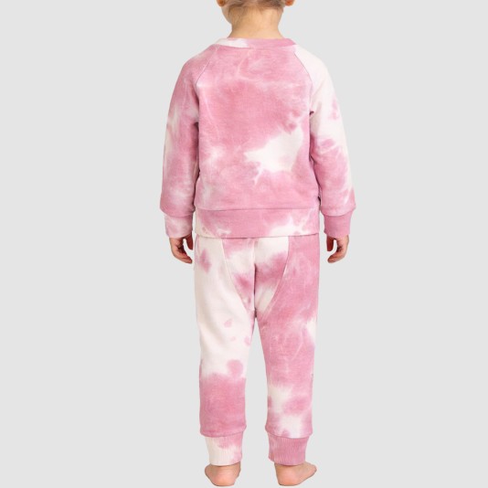 Tie-dye waffle knit girls' pajama set