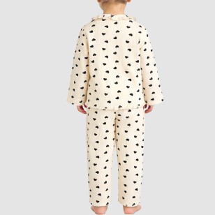 Heart-print casual girls' pajama set