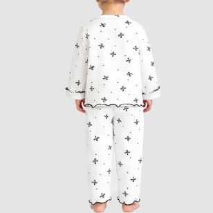 Bowknot print breathable girls' pajama set