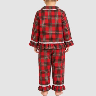High-quality red plaid girls' pajama set