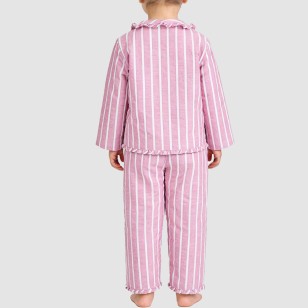 Pink striped ruffled girls' pajama set